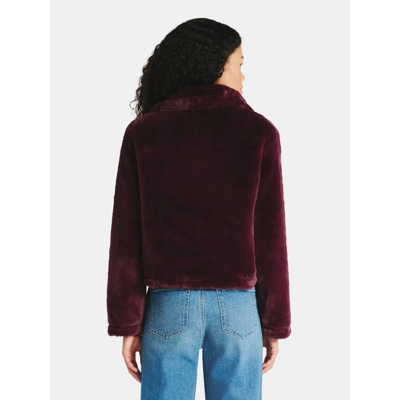 No Boundaries Christmas Faux Fur Jacket Coat Size XL Black Cherry - Picture 2 of 3